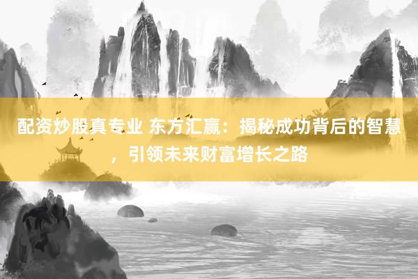 配资炒股真专业 东方汇赢：揭秘成功背后的智慧，引领未来财富增长之路