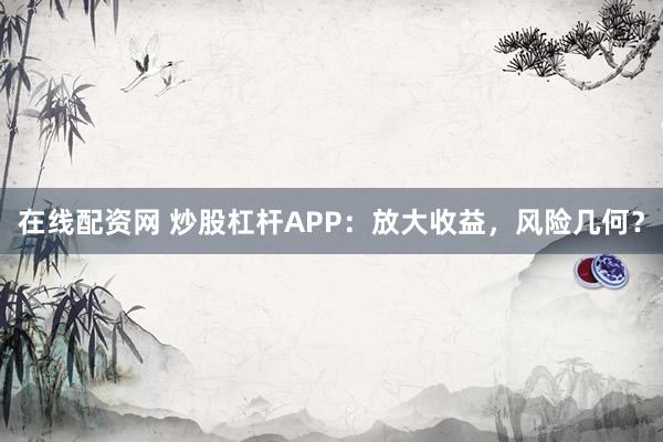 在线配资网 炒股杠杆APP：放大收益，风险几何？