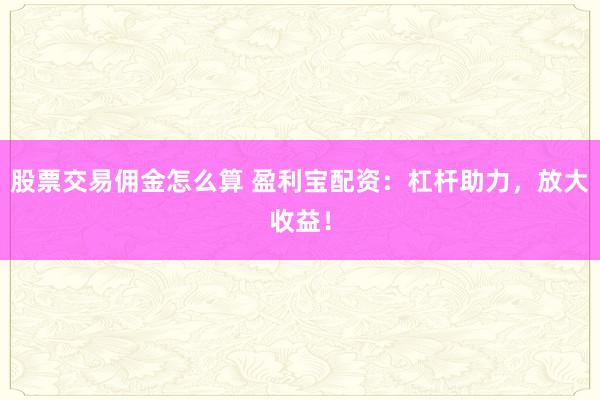 股票交易佣金怎么算 盈利宝配资：杠杆助力，放大收益！