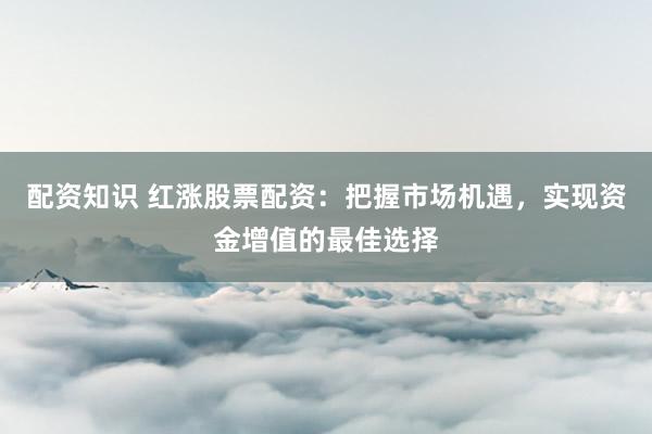 配资知识 红涨股票配资：把握市场机遇，实现资金增值的最佳选择